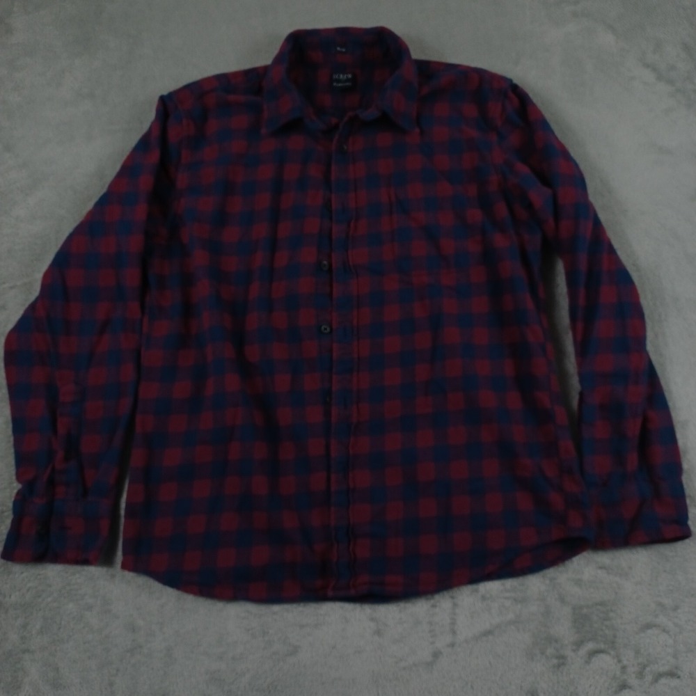 J‎ Crew Shirt Mens Large Red Plaid Flannel Slim Fit Preppy Long Sleeve